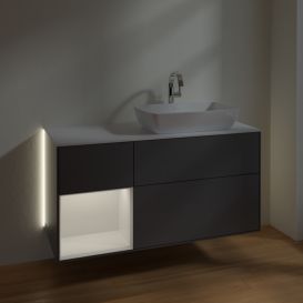 Тумба под раковину Villeroy & Boch Finion 120х50,1 см с подсветкой МДФ антрацит матовый лак/стекло белое матовое G801GFGK