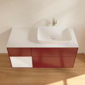 Тумба под раковину Villeroy & Boch Finion 120х50,1 см с подсветкой МДФ пион матовый лак/стекло белое матовое G801GFHB