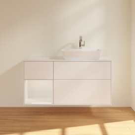 Тумба под раковину Villeroy & Boch Finion 120х50,1 см с подсветкой МДФ белый матовый лак/стекло белое матовое G801GFMT