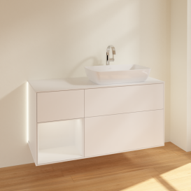 Тумба под раковину Villeroy & Boch Finion 120х50,1 см с подсветкой МДФ белый матовый лак/стекло белое матовое G801GFMT