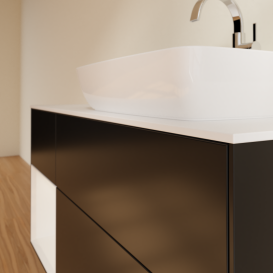 Тумба под раковину Villeroy & Boch Finion 120х50,1 см с подсветкой МДФ черный матовый лак/стекло белое матовое G801GFPD