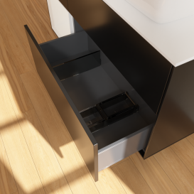 Тумба под раковину Villeroy & Boch Finion 120х50,1 см с подсветкой МДФ черный матовый лак/стекло белое матовое G801GFPD