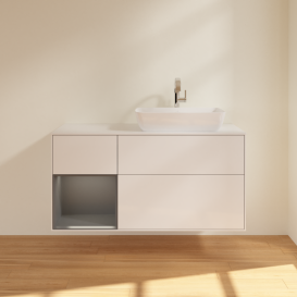 Тумба под раковину Villeroy & Boch Finion 120х50,1 см с подсветкой МДФ глянцевый белый лак/стекло белое матовое G801GKGF