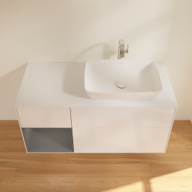 Тумба под раковину Villeroy & Boch Finion 120х50,1 см с подсветкой МДФ глянцевый белый лак/стекло белое матовое G801GKGF