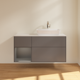 Тумба под раковину Villeroy & Boch Finion 120х50,1 см с подсветкой МДФ антрацит матовый лак/стекло белое матовое G801GKGK