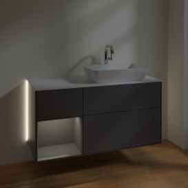 Тумба под раковину Villeroy & Boch Finion 120х50,1 см с подсветкой МДФ антрацит матовый лак/стекло белое матовое G801GKGK