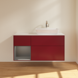 Тумба под раковину Villeroy & Boch Finion 120х50,1 см с подсветкой МДФ пион матовый лак/стекло белое матовое G801GKHB