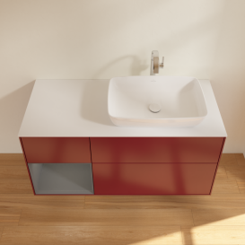 Тумба под раковину Villeroy & Boch Finion 120х50,1 см с подсветкой МДФ пион матовый лак/стекло белое матовое G801GKHB