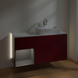 Тумба под раковину Villeroy & Boch Finion 120х50,1 см с подсветкой МДФ пион матовый лак/стекло белое матовое G801GKHB