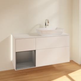 Тумба під раковину Villeroy & Boch Finion 120х50,1 см із підсвічуванням МДФ білий матовий лак/скло біле матове G801GKMT