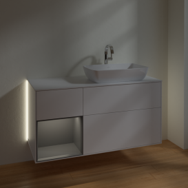 Тумба під раковину Villeroy & Boch Finion 120х50,1 см із підсвічуванням МДФ білий матовий лак/скло біле матове G801GKMT