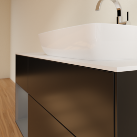 Тумба под раковину Villeroy & Boch Finion 120х50,1 см с подсветкой МДФ черный матовый лак/стекло белое матовое G801GKPD