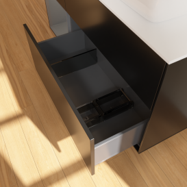 Тумба под раковину Villeroy & Boch Finion 120х50,1 см с подсветкой МДФ черный матовый лак/стекло белое матовое G801GKPD