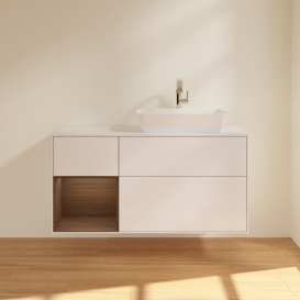 Тумба под раковину Villeroy & Boch Finion 120х50,1 см с подсветкой МДФ глянцевый белый лак/стекло белое матовое G801GNGF