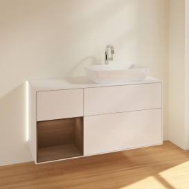 Тумба под раковину Villeroy & Boch Finion 120х50,1 см с подсветкой МДФ глянцевый белый лак/стекло белое матовое G801GNGF