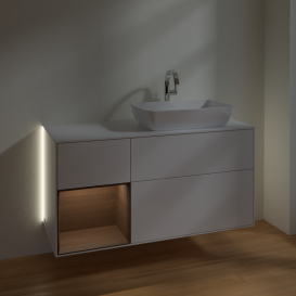 Тумба под раковину Villeroy & Boch Finion 120х50,1 см с подсветкой МДФ глянцевый белый лак/стекло белое матовое G801GNGF