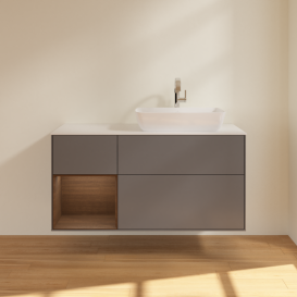 Тумба под раковину Villeroy & Boch Finion 120х50,1 см с подсветкой МДФ антрацит матовый лак/стекло белое матовое G801GNGK