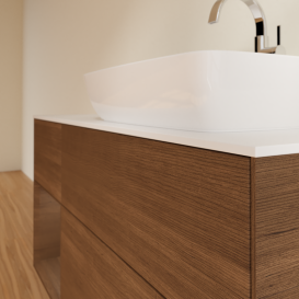 Тумба под раковину Villeroy & Boch Finion 120х50,1 см с подсветкой МДФ шпон грецкого ореха/стекло белое матовое G801GNGN