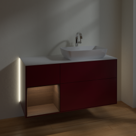 Тумба под раковину Villeroy & Boch Finion 120х50,1 см с подсветкой МДФ пион матовый лак/стекло белое матовое G801GNHB