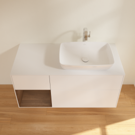 Тумба под раковину Villeroy & Boch Finion 120х50,1 см с подсветкой МДФ белый матовый лак/стекло белое матовое G801GNMT