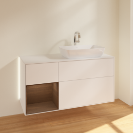 Тумба под раковину Villeroy & Boch Finion 120х50,1 см с подсветкой МДФ белый матовый лак/стекло белое матовое G801GNMT