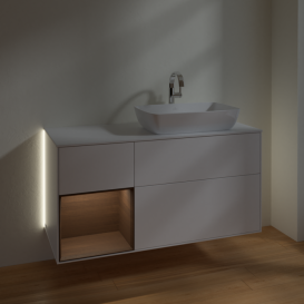 Тумба под раковину Villeroy & Boch Finion 120х50,1 см с подсветкой МДФ белый матовый лак/стекло белое матовое G801GNMT