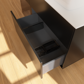 Тумба под раковину Villeroy & Boch Finion 120х50,1 см с подсветкой МДФ черный матовый лак/стекло белое матовое G801GNPD