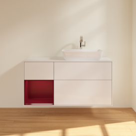 Тумба под раковину Villeroy & Boch Finion 120х50,1 см с подсветкой МДФ глянцевый белый лак/стекло белое матовое G801HBGF