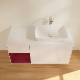 Тумба под раковину Villeroy & Boch Finion 120х50,1 см с подсветкой МДФ глянцевый белый лак/стекло белое матовое G801HBGF