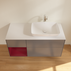 Тумба под раковину Villeroy & Boch Finion 120х50,1 см с подсветкой МДФ антрацит матовый лак/стекло белое матовое G801HBGK