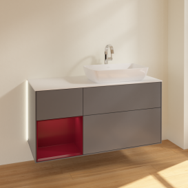 Тумба под раковину Villeroy & Boch Finion 120х50,1 см с подсветкой МДФ антрацит матовый лак/стекло белое матовое G801HBGK