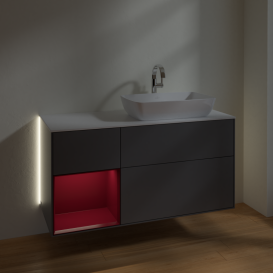 Тумба под раковину Villeroy & Boch Finion 120х50,1 см с подсветкой МДФ антрацит матовый лак/стекло белое матовое G801HBGK