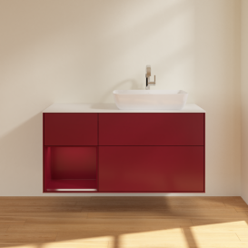 Тумба под раковину Villeroy & Boch Finion 120х50,1 см с подсветкой МДФ пион матовый лак/стекло белое матовое G801HBHB