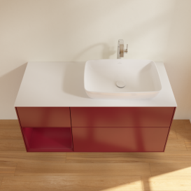 Тумба под раковину Villeroy & Boch Finion 120х50,1 см с подсветкой МДФ пион матовый лак/стекло белое матовое G801HBHB