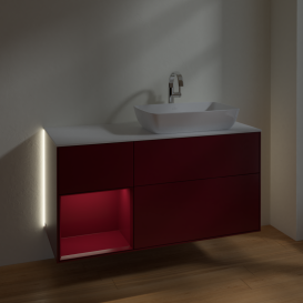 Тумба под раковину Villeroy & Boch Finion 120х50,1 см с подсветкой МДФ пион матовый лак/стекло белое матовое G801HBHB