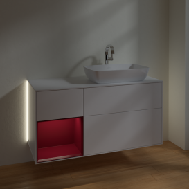 Тумба под раковину Villeroy & Boch Finion 120х50,1 см с подсветкой МДФ белый матовый лак/стекло белое матовое G801HBMT