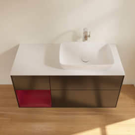 Тумба под раковину Villeroy & Boch Finion 120х50,1 см с подсветкой МДФ черный матовый лак/стекло белое матовое G801HBPD