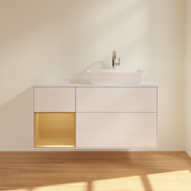 Тумба под раковину Villeroy & Boch Finion 120х50,1 см с подсветкой МДФ глянцевый белый лак/стекло белое матовое G801HFGF