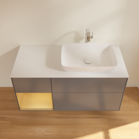 Тумба под раковину Villeroy & Boch Finion 120х50,1 см с подсветкой МДФ антрацит матовый лак/стекло белое матовое G801HFGK