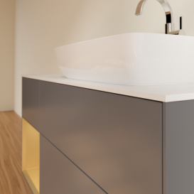 Тумба под раковину Villeroy & Boch Finion 120х50,1 см с подсветкой МДФ антрацит матовый лак/стекло белое матовое G801HFGK