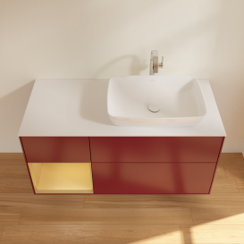 Тумба под раковину Villeroy & Boch Finion 120х50,1 см с подсветкой МДФ пион матовый лак/стекло белое матовое G801HFHB