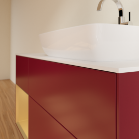 Тумба под раковину Villeroy & Boch Finion 120х50,1 см с подсветкой МДФ пион матовый лак/стекло белое матовое G801HFHB