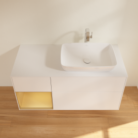 Тумба под раковину Villeroy & Boch Finion 120х50,1 см с подсветкой МДФ белый матовый лак/стекло белое матовое G801HFMT