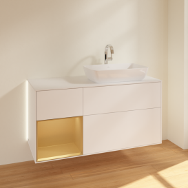 Тумба под раковину Villeroy & Boch Finion 120х50,1 см с подсветкой МДФ белый матовый лак/стекло белое матовое G801HFMT