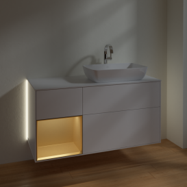 Тумба под раковину Villeroy & Boch Finion 120х50,1 см с подсветкой МДФ белый матовый лак/стекло белое матовое G801HFMT