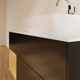 Тумба под раковину Villeroy & Boch Finion 120х50,1 см с подсветкой МДФ черный матовый лак/стекло белое матовое G801HFPD