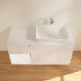 Тумба под раковину Villeroy & Boch Finion 120х50,1 см с подсветкой МДФ глянцевый белый лак/стекло белое матовое G801MTGF