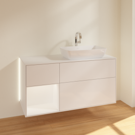 Тумба під раковину Villeroy & Boch Finion 120х50,1 см із підсвічуванням МДФ білий глянцевий лак/скло біле матове G801MTGF