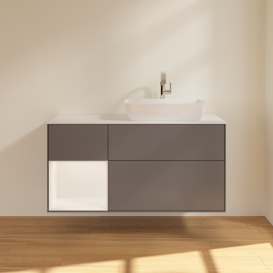 Тумба под раковину Villeroy & Boch Finion 120х50,1 см с подсветкой МДФ антрацит матовый лак/стекло белое матовое G801MTGK