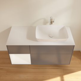 Тумба под раковину Villeroy & Boch Finion 120х50,1 см с подсветкой МДФ антрацит матовый лак/стекло белое матовое G801MTGK